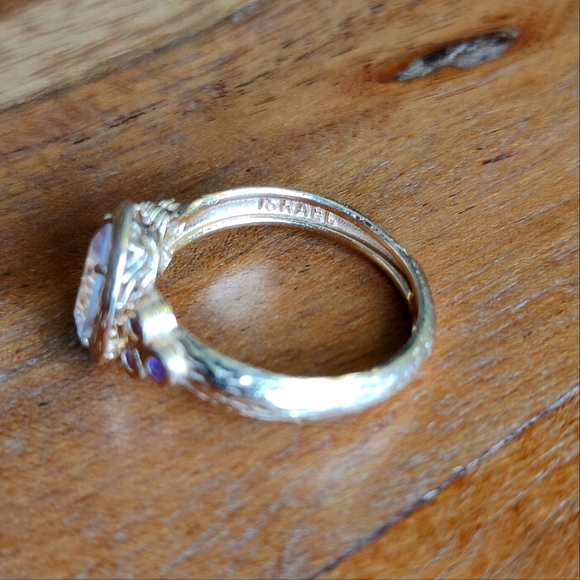 Natural Morganite and Ruby 14k Rose Gold Ring Sz 5.5 - Picture 5 of 6